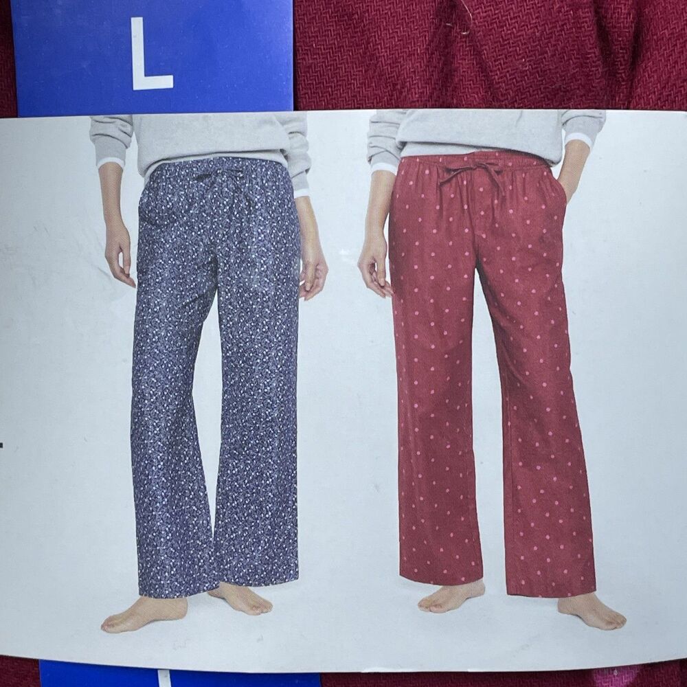 GAP Women's L 2-Pack Flannel Pajama Pants Navy/Red H1061